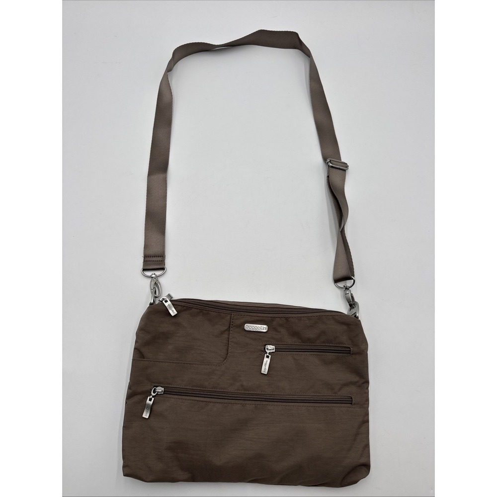 Baggallini Nylon Crossbody Travel Bag Neutral Fall Light Brown Adjustable Strap